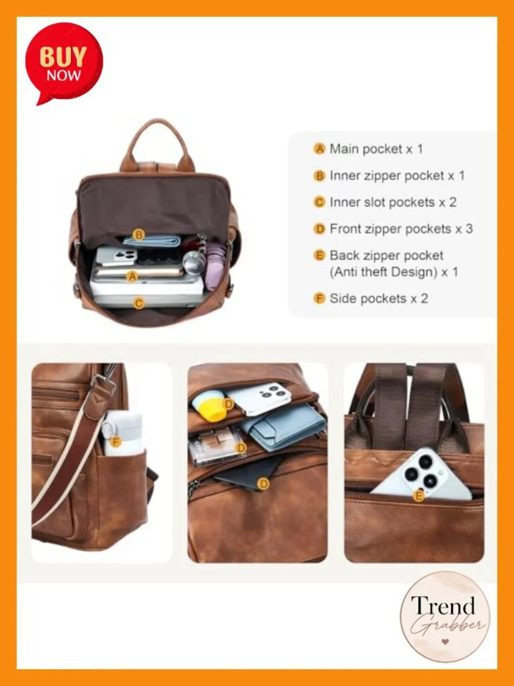 Vegan Leather Travel Backpack Purse with Tassel - Large College Shoulder Bag